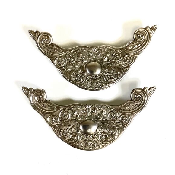 Pair of Godfinger Silver Art Co Silver Plate Serving Tray or Furniture Handles - Picture 1 of 13